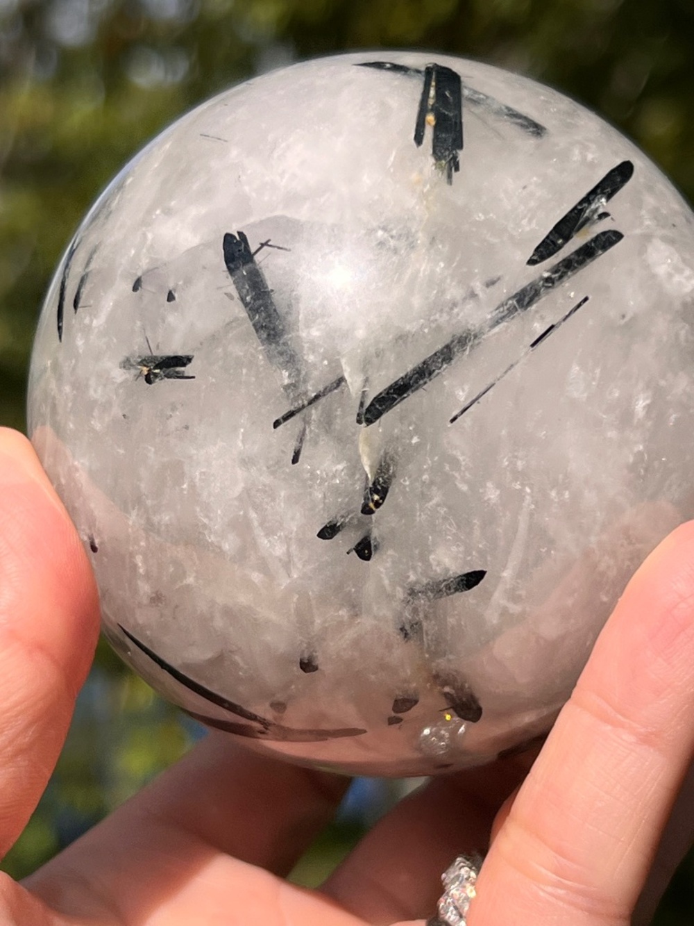 Black (6) tourmaline sphere | crystal